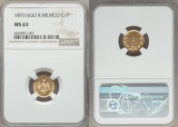 Republic gold Peso 1897/6 Go-R MS63 NGC, Guanajuato mint, KM410.3, Fr-161. Mintage: 4,280 Very attractive piece, sharply struck with much luster. 

HI...