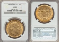 Charles III gold 100 Francs 1886-A AU55 NGC, Paris mint, KM99. AGW 0.9334 oz. 

HID09801242017