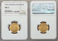 Willem I gold Ducat 1818 MS61 NGC, Utrecht mint, KM50.1. Popular trade coinage AGW 0.1106 oz. 

HID09801242017