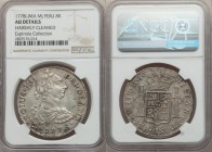 Charles III 8 Reales 1778 LM-MJ AU Details (Harshly Cleaned) NGC, Lima mint, KM78. Ex. Espinola Collection 

HID09801242017