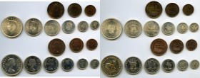 Pair of Uncertified 9-Piece Proof Sets (Total: 18 Coins) 1952 & 1958, KM-PS25 and KM-PS42. Both sets include the Farthing through the 5 Shillings, as ...