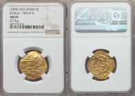 Philip III gold Cob 2 Escudos ND (1598-1621) AU55 NGC, Seville mint, KM7, Calico-62. 

HID09801242017