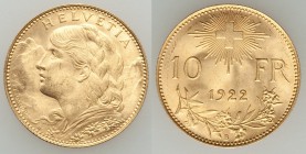 Confederation Pair of gold 10 Francs 1922-B UNC, Bern mint, KM36. AGW 0.09334 oz.

HID09801242017