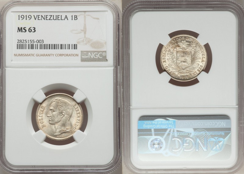 Republic Bolivar 1919-(p) MS63 NGC, Berlin mint, KM-Y22. 

HID09801242017