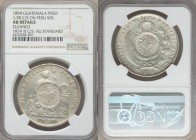Republic 3-Piece Lot of Certified Assorted Issues NGC, 1) Guatemala: Republic Counterstamped Peso 1894 - AU Details (Cleaned) 2) Peru: Republic Sol 18...