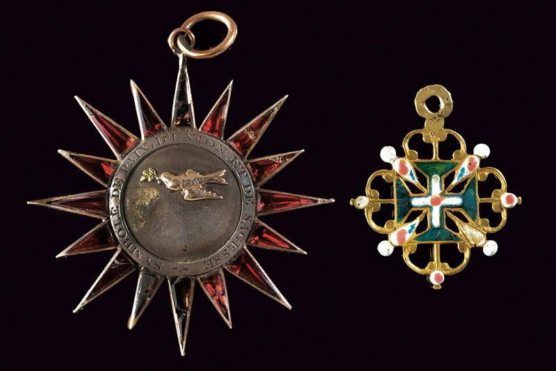 dating: 19th Century provenance: Europe, One shaped as a star with red glass ray...