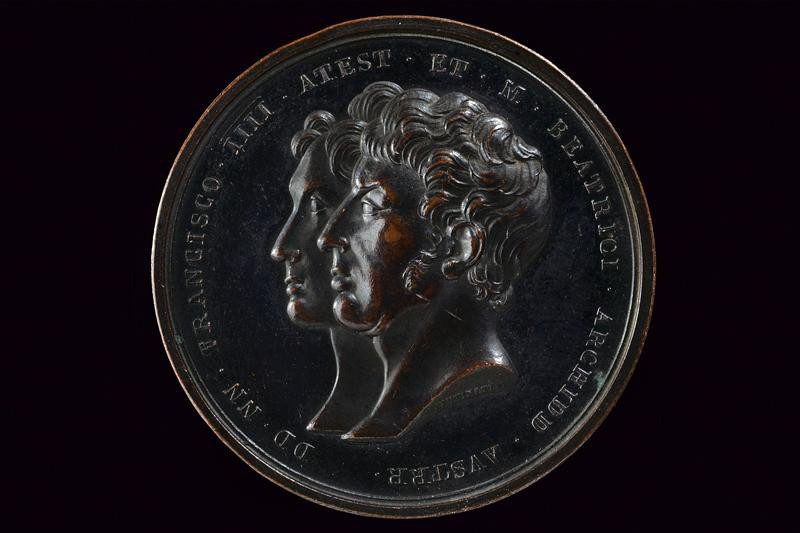 dating: 1831 provenance: Modena, On the obverse, necked busts (left) of Francis ...