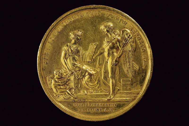 dating: 1802 provenance: Italian Republic , In gilded bronze. On the obverse gen...