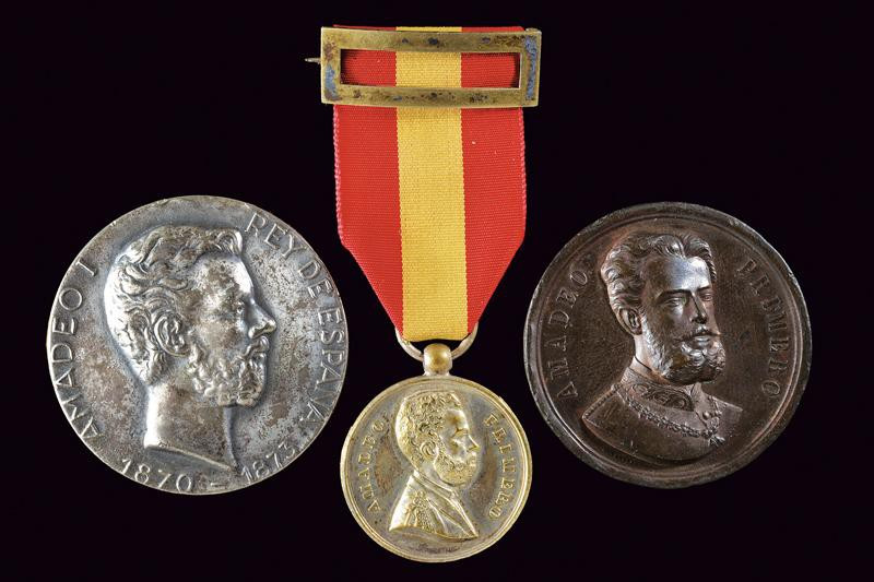 dating: about 1870 provenance: Spain, Bronze medal 'ELECTO REY DE ESPANA POR LAS...