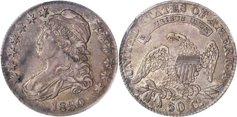 1830 Capped Bust Half Dollar. O-104. Rarity-4. Small 0. AU-50 (PCGS).

Die Sta...