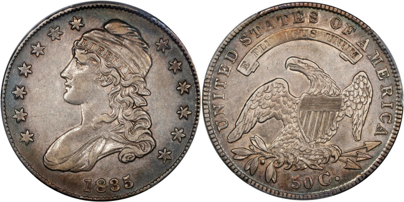 1835 Capped Bust Half Dollar. O-107. Rarity-1. EF-45 (PCGS).

Die State 107.1....