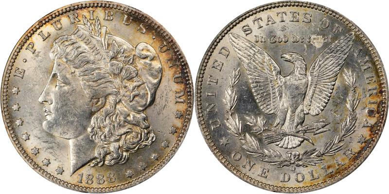 1888-O Morgan Silver Dollar. VAM-1A. Top 100 Variety. Clashed E on Reverse. MS-6...