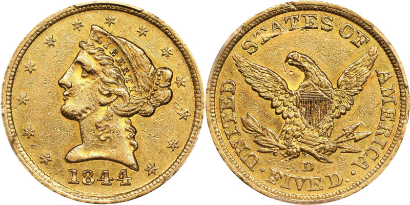 1844-D Liberty Head Half Eagle. Winter 11-G. EF Details--Damage (PCGS).

PCGS#...