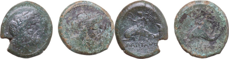 Greek Italy. Lucania, Poseidonia-Paestum. Lot of two (2) AE units, 264-241 BC. O...
