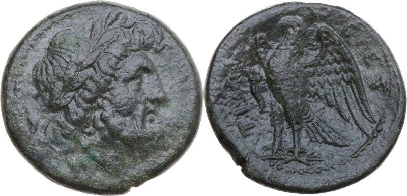 Greek Italy. Bruttium, The Brettii. AE Unit, 214-211 BC. Obv. Laureate head of Z...