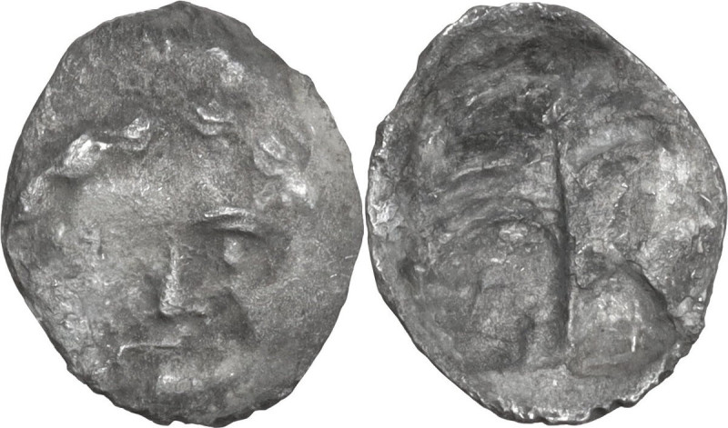 Sicily. Motya. AR Litra, c. 405-397 BC. Obv. Facing gorgoneion. Rev. Punic mṭv’ ...