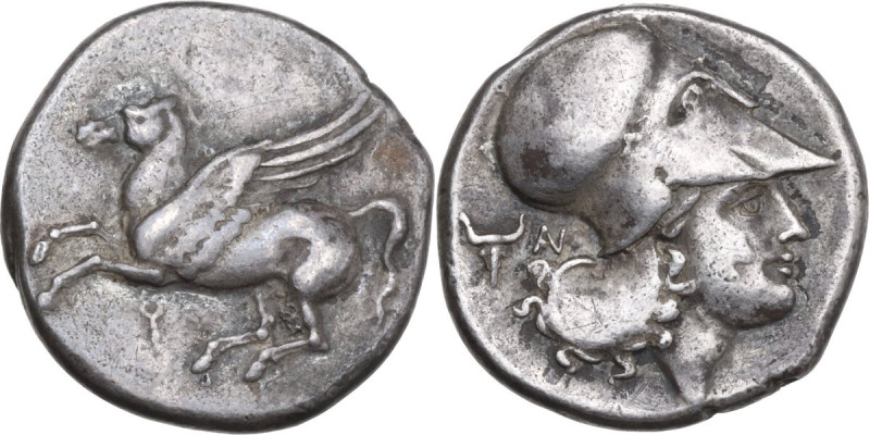 Continental Greece. Corinthia, Corinth. AR Stater, 375-300 BC. Obv. Pegasus flyi...