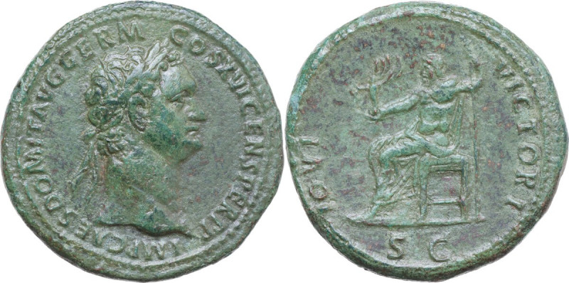 Domitian (81-96). AE Sestertius, Rome mint, 92-94. Obv. IMP CAES DOMIT AVG GERM ...