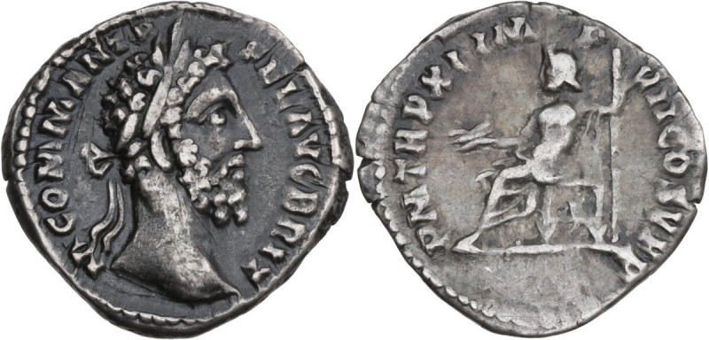 Commodus (177-193). AR Denarius, Rome mint, 185 AD. Obv. M COMM ANT P FEL AVG BR...