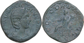 Otacilia Severa, wife of Philip I (244-249). AE Sestertius, 244-249. Obv. MARCIA OTACIL SEVERA AVG. Diademed and draped bust right. Rev. CONCORDIA AVG...