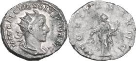 Volusian (251-253). AR Antoninianus, Rome mint, 251-253. Obv. IMP CAE C VIB VOLVSIANO AVG. Bust of Volusian, radiate, draped, cuirassed, right. Rev. A...