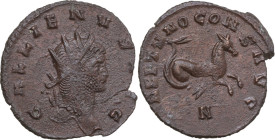 Gallienus (253-268). BI Antoninianus, Rome mint, 260-268. Obv. GALLIENVS AVG. Radiate head right. Rev. NEPTVNO CONS AVG. Hippocamp right. RIC V Gallie...
