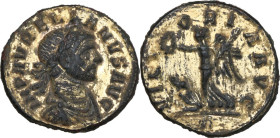 Aurelian (270-275). AE Denarius. Obv. IMP AVRELIANVS AVG. Laureate and cuirassed bust right. Rev. VICTORIA AVG. Victory advancing left; captive at her...