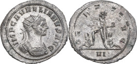 Aurelian (270-275). BI Antoninianus, Siscia mint, 270-275. Obv. IMP C AVRELIANVS AVG. Radiate and cuirassed bust right. Rev. ORIENS AVG. Sol, radiate,...