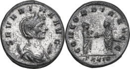 Severina, wife of Aurelian (270-275). BI Antoninianus, Rome mint, 270-275. Obv. SEVERINA AVG. Diademed and draped bust right, on crescent. Rev. CONCOR...
