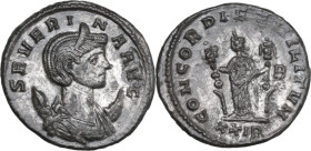 Severina, wife of Aurelian (270-275). BI Antoninianus, Rome mint, 270-275. Obv. SEVERINA AVG. Diademed and draped bust right, on crescent. Rev. CONCOR...