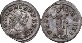 Carus (282-283). BI Antoninianus, Ticinum mint, 282-283. Obv. IMP CARVS P F AVG. Radiate and cuirassed bust right. Rev. PAX EXERCITI. Pax, draped, sta...
