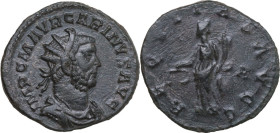 Carinus (283-285). AE Antoninianus, Lugdunum mint, 283-285. Obv. IMP C M AVR CARINVS AVG. Radiate, draped and cuirassed bust right. Rev. AEQVITAS AVGG...