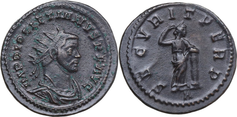 Diocletian (284-305). AE Antoninianus, Lugdunum mint, 290 AD. Obv. IMP DIOCLETIA...