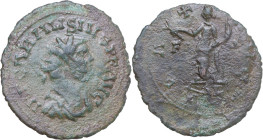 Carausius (287-293). AE Antoninianus, uncertain mint. Obv. IMP CARAVSIVS P F AVG. Radiate, draped and cuirassed bust. Rev. PAX [AVG]. Pax standing lef...