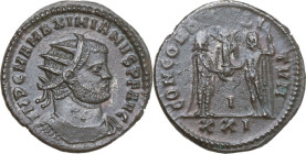 Maximian (286-310). AE Antoninianus, Antioch mint, 293 AD. Obv. IMP C M A MAXIMIANVS P F AVG. Radiate and cuirassed bust right. Rev. CONCORDIA MILITVM...