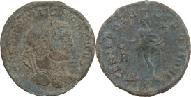 Constantius I (293-306). AE Follis, Rome mint, 296-297. Obv. CONSTANTIVS NOB CAES. Laureate head right. Rev. GENIO POPV-LI ROMANI. Genius, wearing mod...