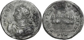 Maximinus II Daia (308-313). BI Argenteus, Trier mint, 308-313. Obv. IMP MAXIMINVS AVG. Radiate, draped, cuirassed bust left, raising right hand and h...