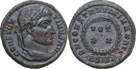 Constantine I (307-337). AE 19 mm, Siscia mint, 320-321. Obv. CONSTAN-TINVS AVG. Head of Constantine I, laureate, right. Rev. D N CONSTANTINI MAX AVG....
