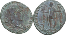 Constantius II (337-361). Reduced AE2, Siscia mint, 351-355. Obv. D N CONSTAN-TIVS P F AVG. Diademed, draped and cuirassed bust right; Δ behind bust. ...