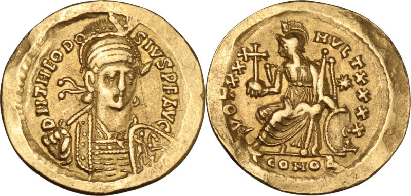 Theodosius II (402-450). AV Solidus, Constantinople mint, 430-440. Obv. D N THEO...