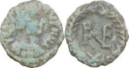 Ostrogothic Italy, Theoderic (493-526). AE Decanummium, Ravenna mint, 493-518. Obv. Turreted and draped bust of Ravenna right. Rev. Monogram within wr...