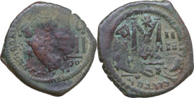 Heraclius (610-641) with Heraclius Constantine. AE Follis, Constantinople mint, dated RY 4 (613-614). Obv. Heraclius and Heraclius Constantine standin...