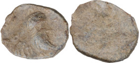 Leads from Ancient and Medieval World. PB Tessera. D/ Bust of bearded man right (Grillos (?)). R/ Blank. PB. 1.6 g. 13 mm.