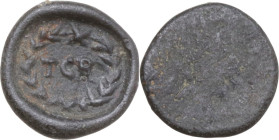 Leads from Ancient and Medieval World. PB Tessera or seal. D/ TCR within wreath. R/ Blank. PB. 0.6 g. 11 mm. VF.