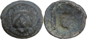 Leads from Ancient and Medieval World. PB Lead tessera (?). D/ Facing lion's head. AE. 2.97 g. 16.5 mm. VF.