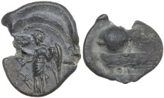 Leads from Ancient and Medieval World. PB Seal. D/ Helmeted and winged female figure standing left, holding rudder and cornucopiae. R/ Blank. PB. 1.68...