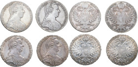 Austria. Maria Theresa (1740-1780). Lot of four (4) AR Taler, dated 1780, SF. AR. Since the death of Maria Theresa in 1780, the coin has always been d...