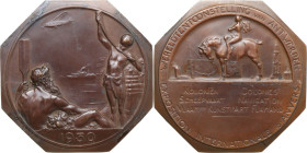Belgium. AE Octagonal medal, 1930. For the World Exposition in Antwerp. Dedicated to the colonies, navigation and Flemish art. AE. 171.3 g. 80 mm. EF.