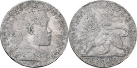 Ethiopia. Menelik II (1889-1913). Birr EE 1897 (1905). KM 19. AR. 28.13 g. 39.5 mm. About VF.
