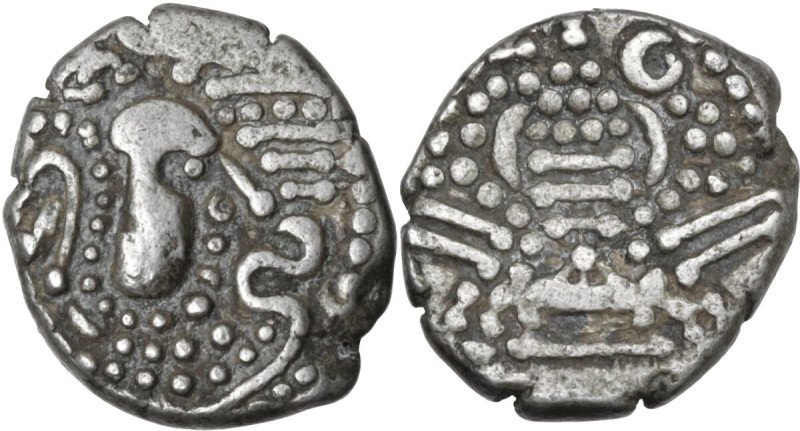 India. Post-Gupta (Chaulukya-Paramara). AR Drachm, c. 950-1050 AD. Obv. Indo-Sas...